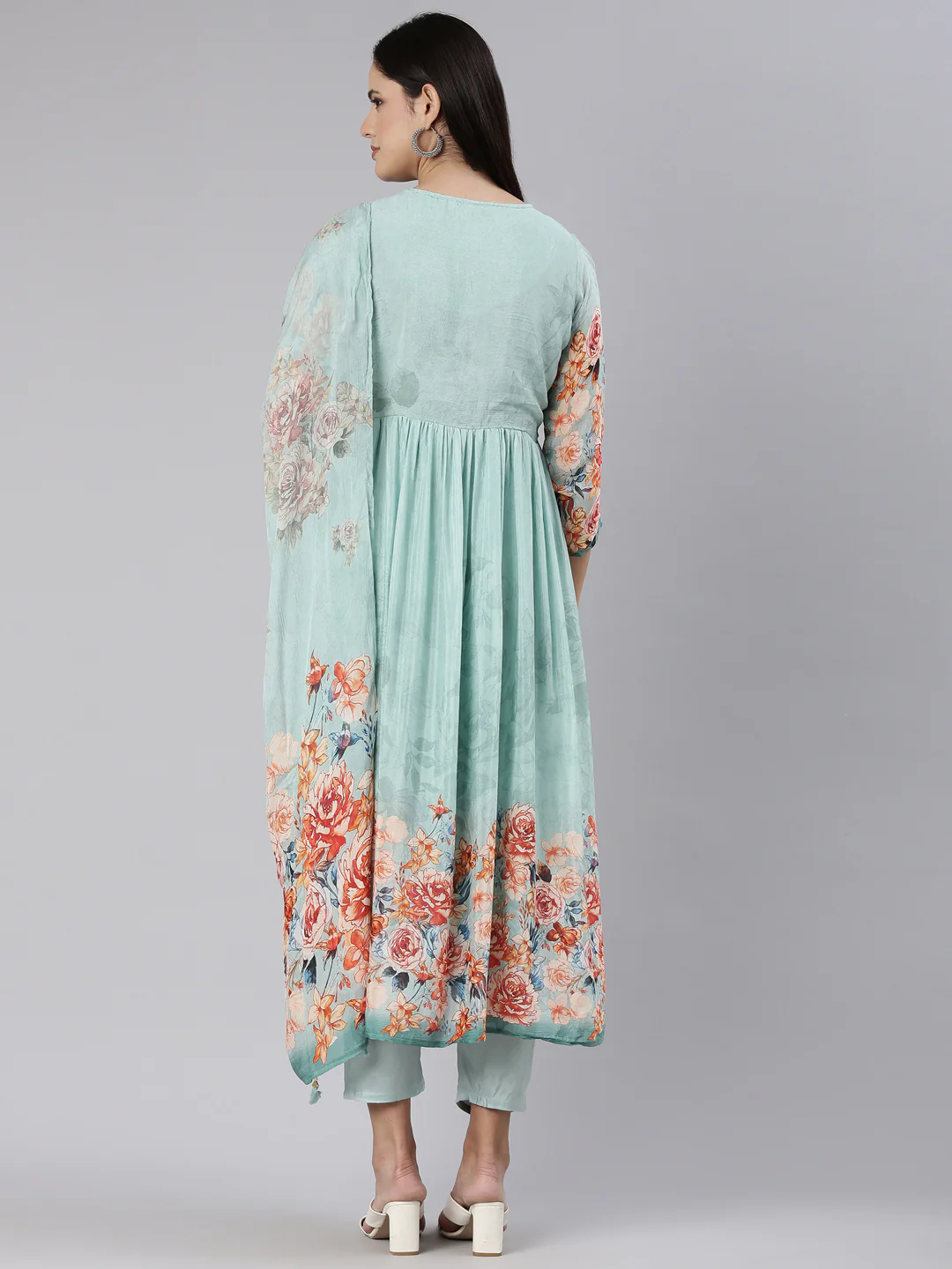 Neerus Blue Regular Straight Printed Readymade suits - Image 3