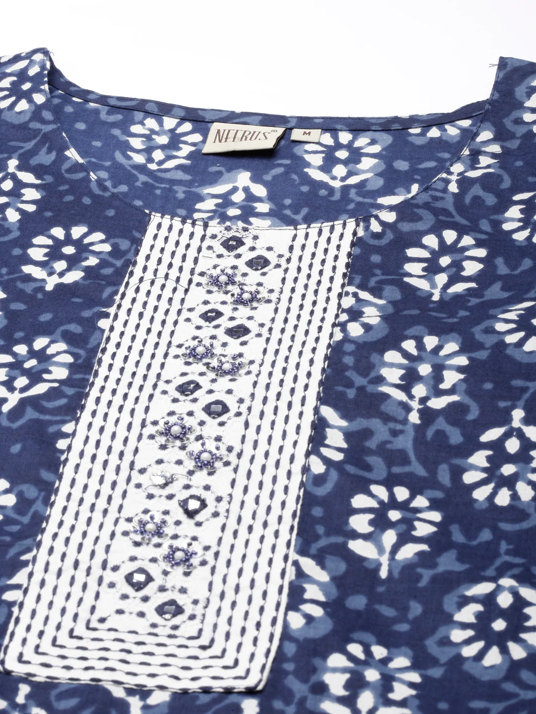 Neerus Blue Regular Straight Printed Kurta and Trousers With Dupatta - Image 4