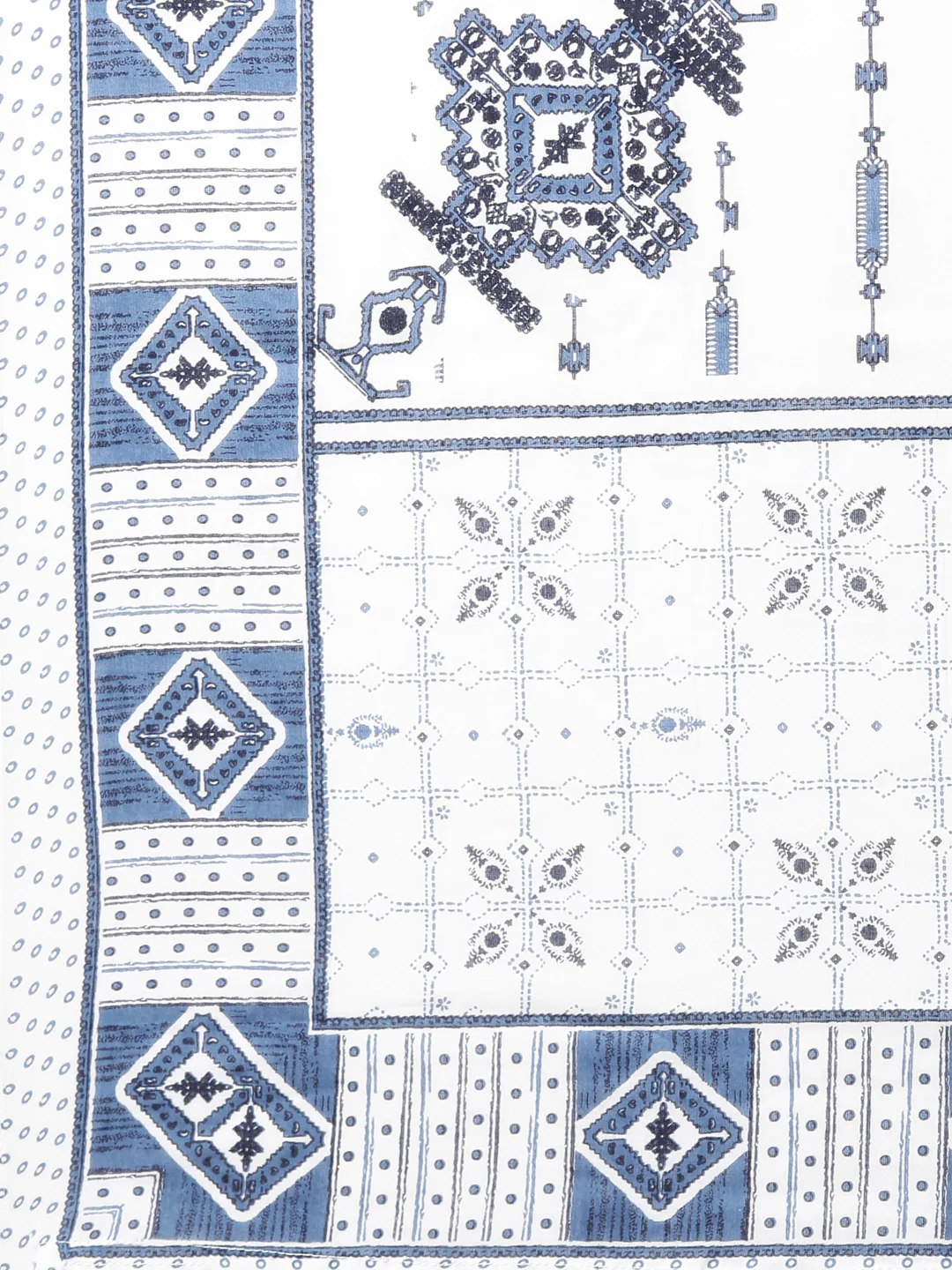 Neerus Blue Regular Straight Textured Kurta And Trousers With Dupatta - Image 7