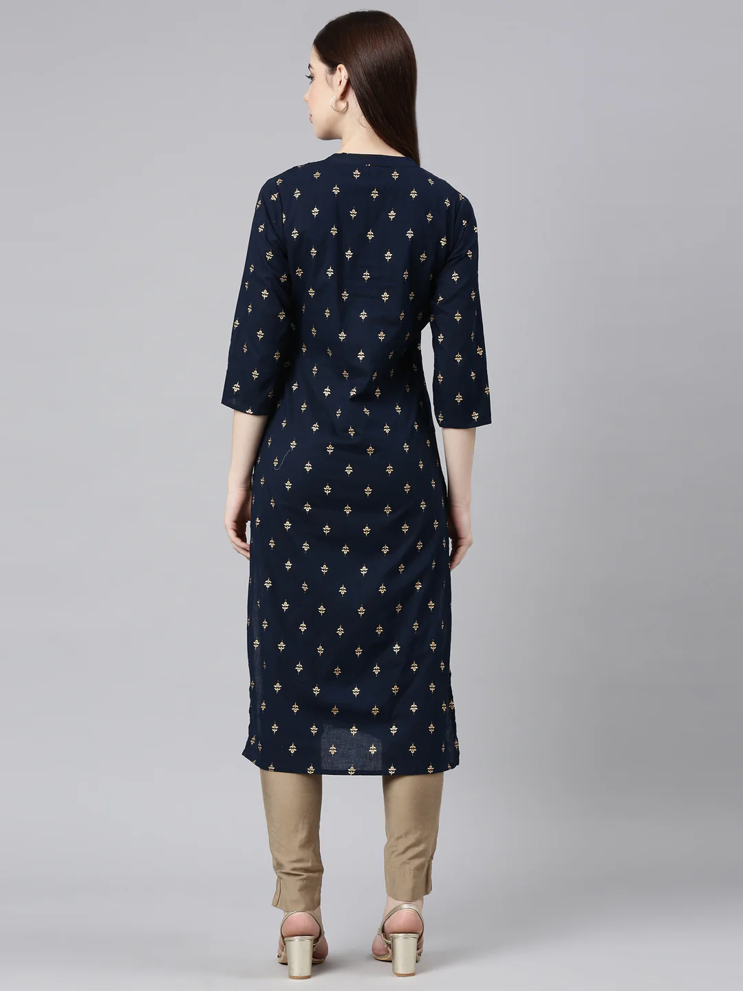 Neerus Blue Straight Casual Embellished Straight Kurta - Image 4