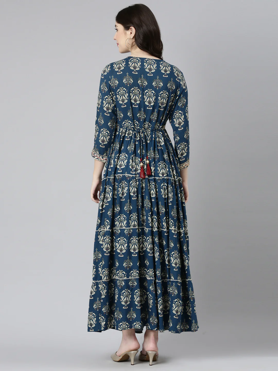 Neerus Blue Straight Casual Printed Gown - Image 3