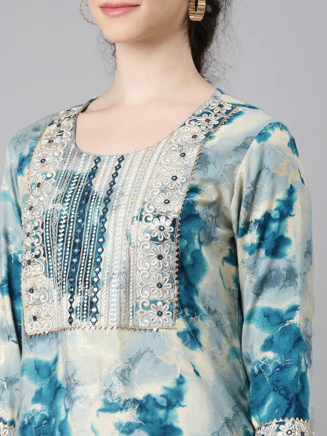 Neerus Blue Straight Casual Straight Kurta - Image 4