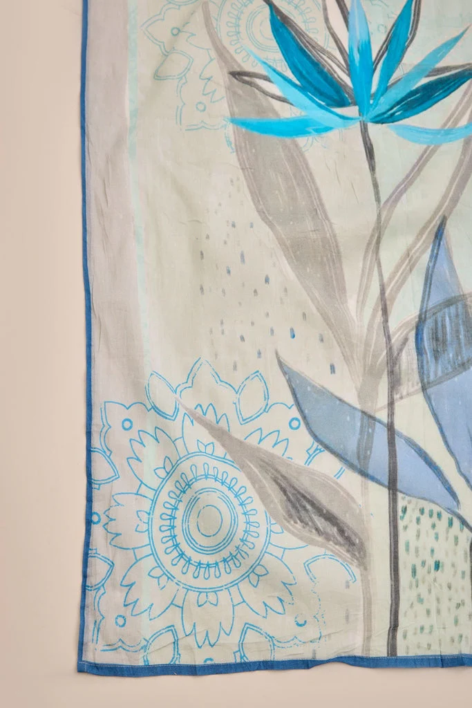 Neerus Blue Straight Floral Kurta And Trousers With Dupatta - Image 6