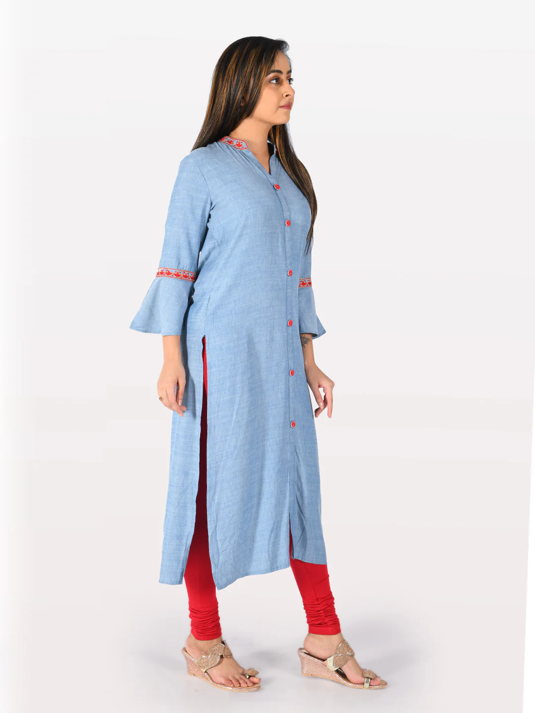 Neerus Blue Straight Kurta - Image 3