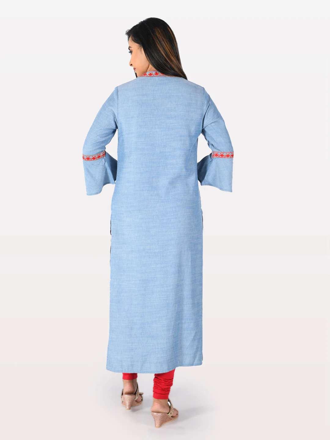 Neerus Blue Straight Kurta - Image 4