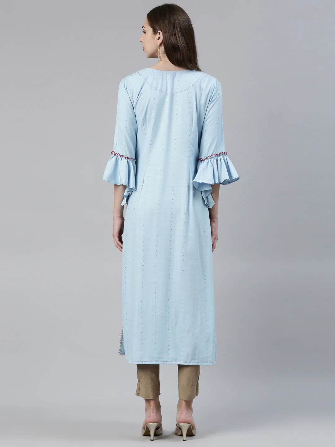 Neerus Blue Straight Regular Viscose Rayon Kurta - Image 3