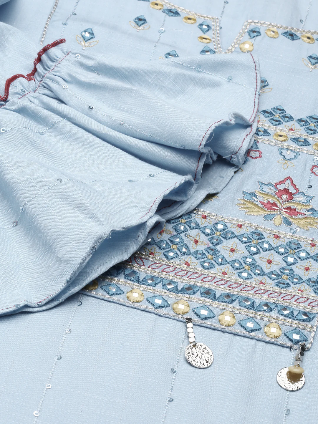 Neerus Blue Straight Regular Viscose Rayon Kurta - Image 5