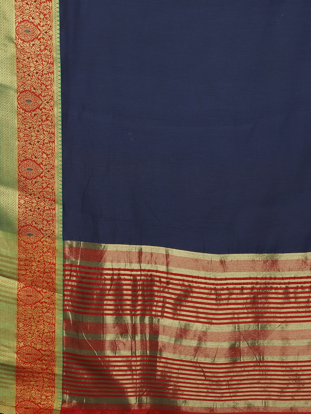 Neerus Blue Textured Saree With Blouse - Image 4