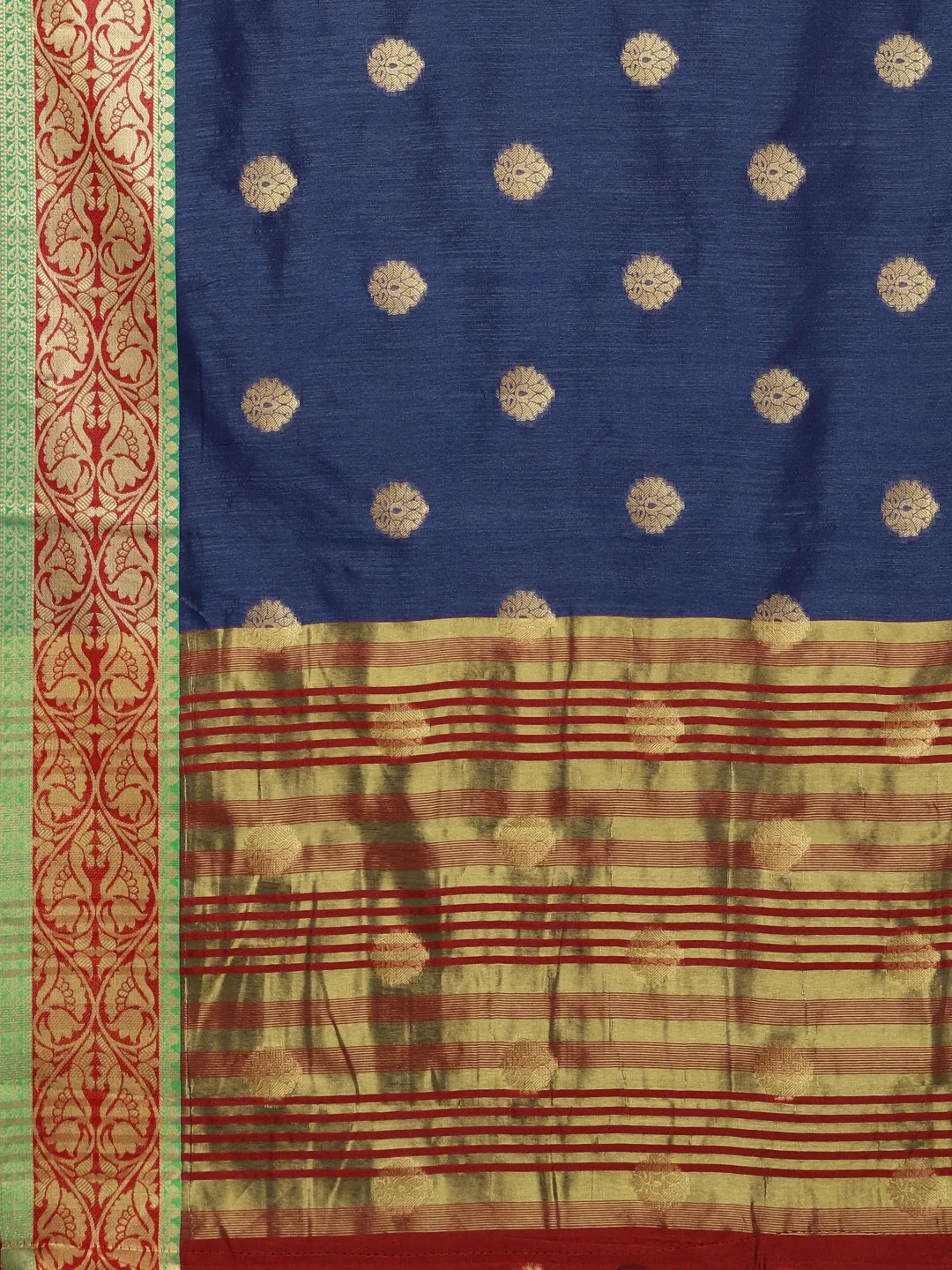 Neerus Blue Textured Saree With Blouse - Image 4