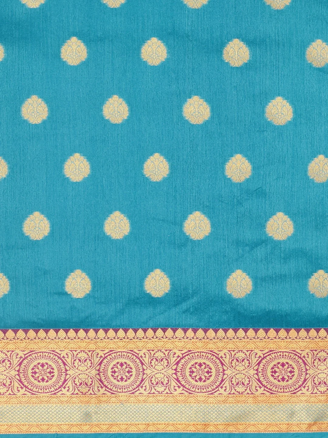 Neerus Blue Textured Saree With Blouse - Image 3