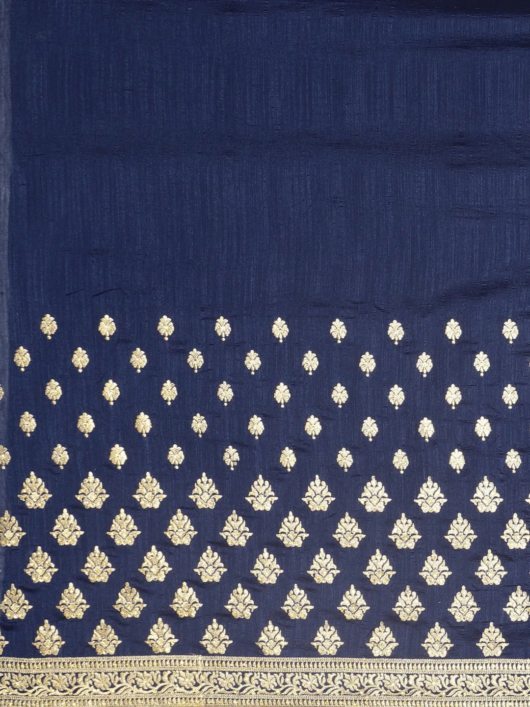 Neerus Blue Textured Saree With Blouse - Image 3