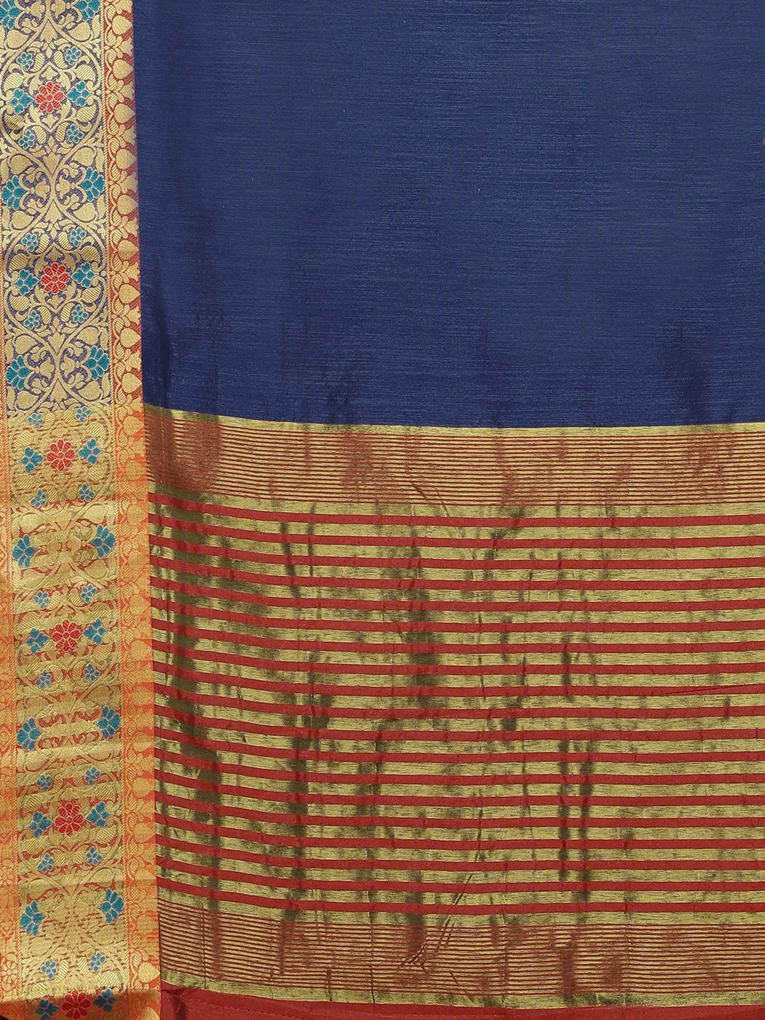 Neerus Blue Textured Saree With Blouse - Image 4
