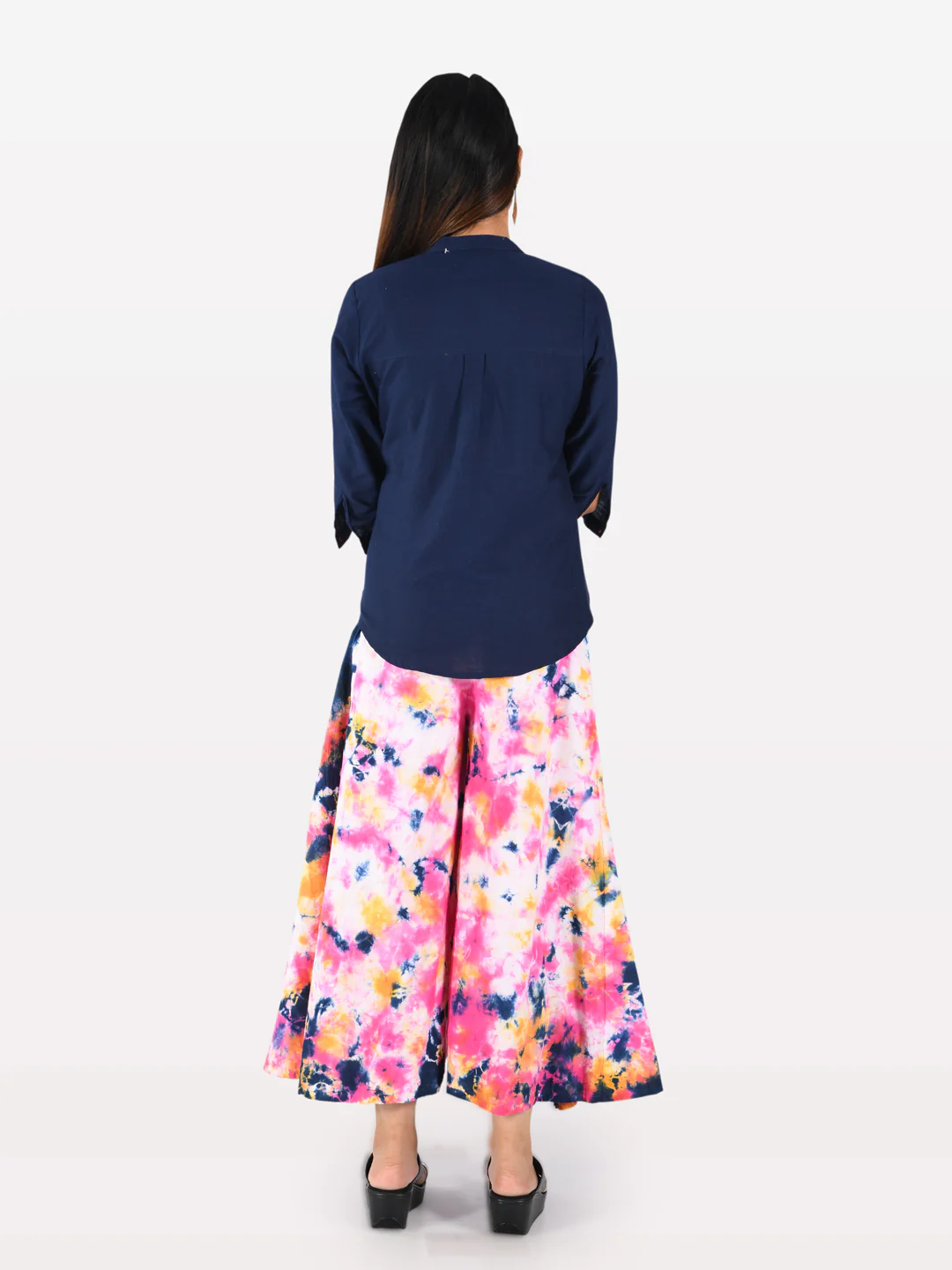 Neerus Blue & White Top & Palazzo Set - Image 3