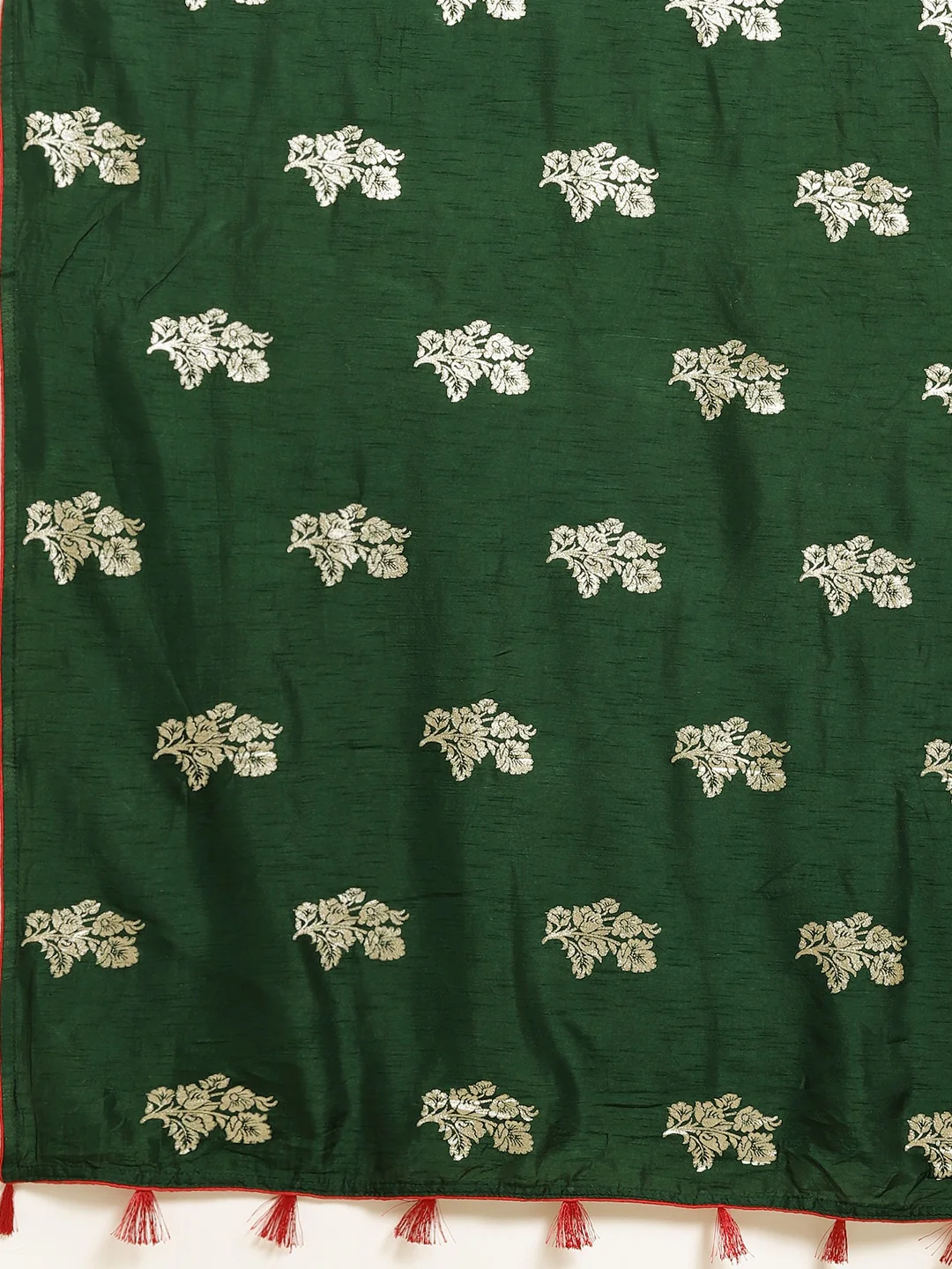 Neerus Bottle Green Color Banaras Fabric Saree - Image 4