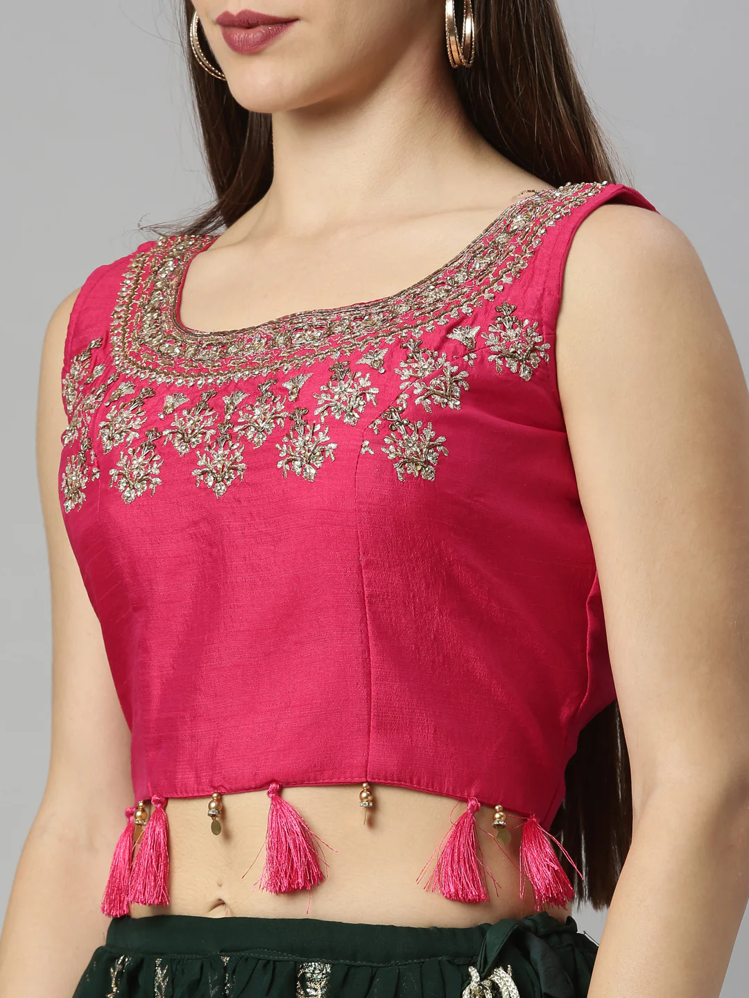 Neerus Bottle Green Color Georgette Fabric Ghagra Set - Image 2