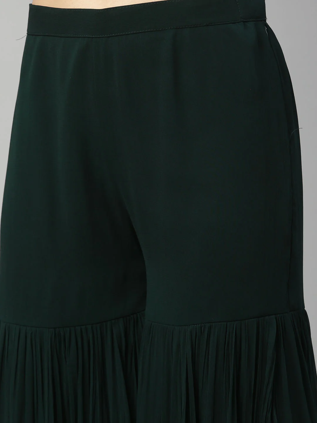 Neerus Bottle Green Color Silk Fabric Suit-Short Anarkali - Image 7