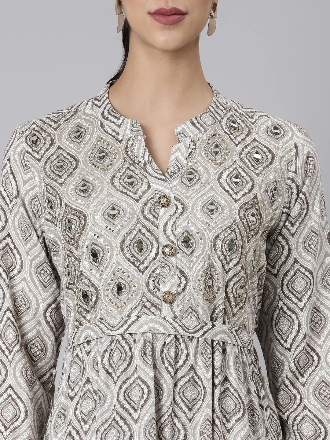 Neerus Brown Casual Maxi Color-blocked Dresses - Image 4