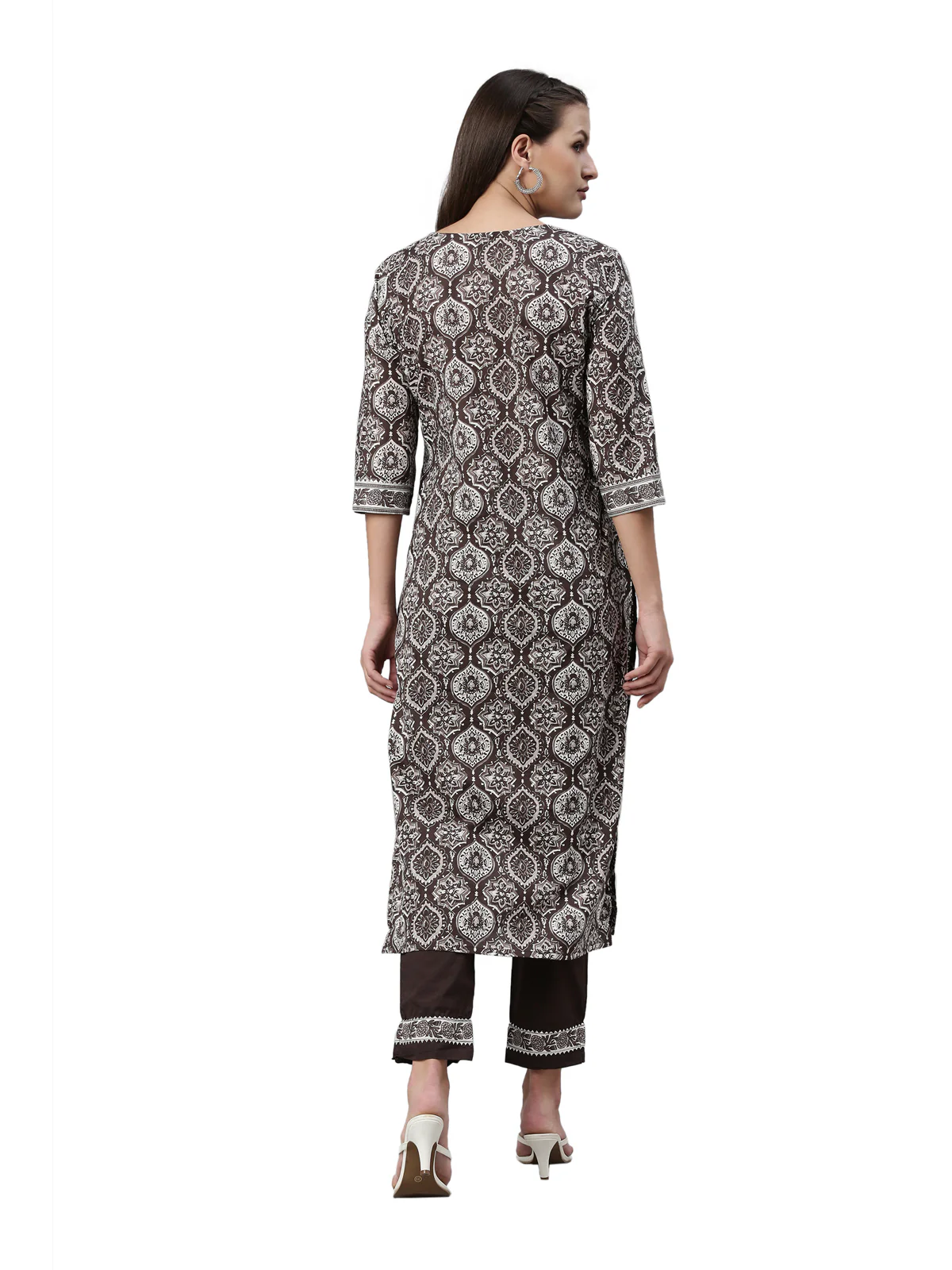 Neerus Brown Color Santoon Fabric Kurta - Image 5
