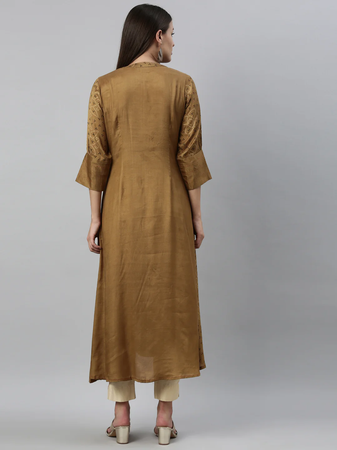 Neerus Brown Color Santoon Fabric Kurta - Image 5