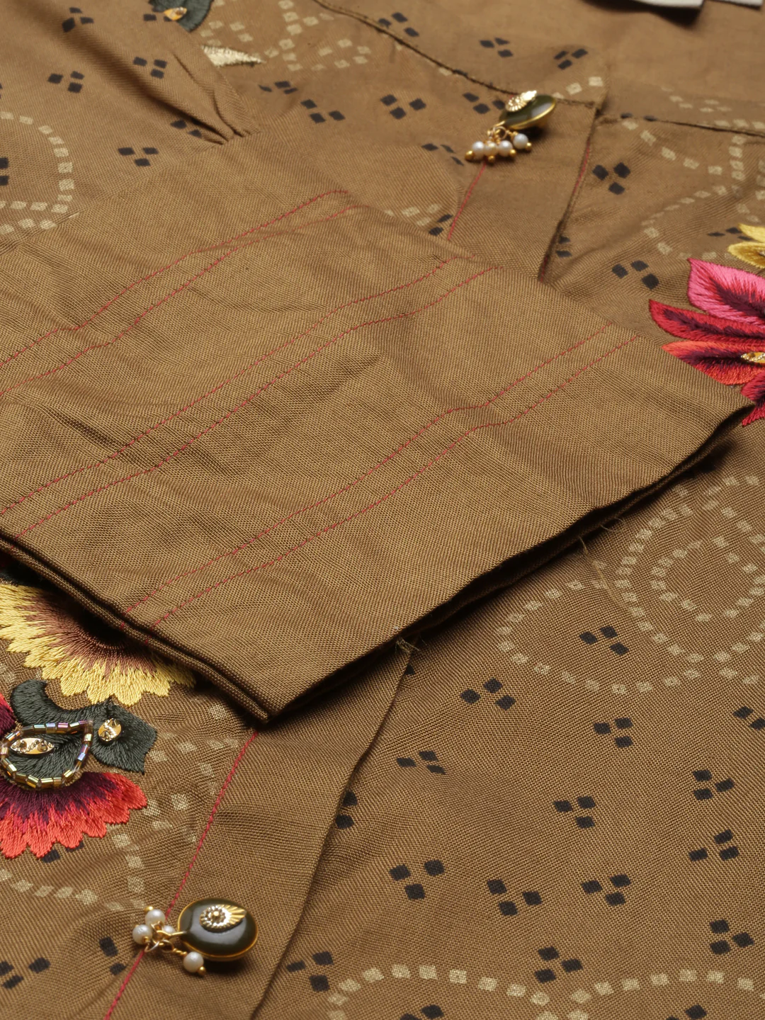 Neerus Brown Color Santoon Fabric Kurta - Image 7