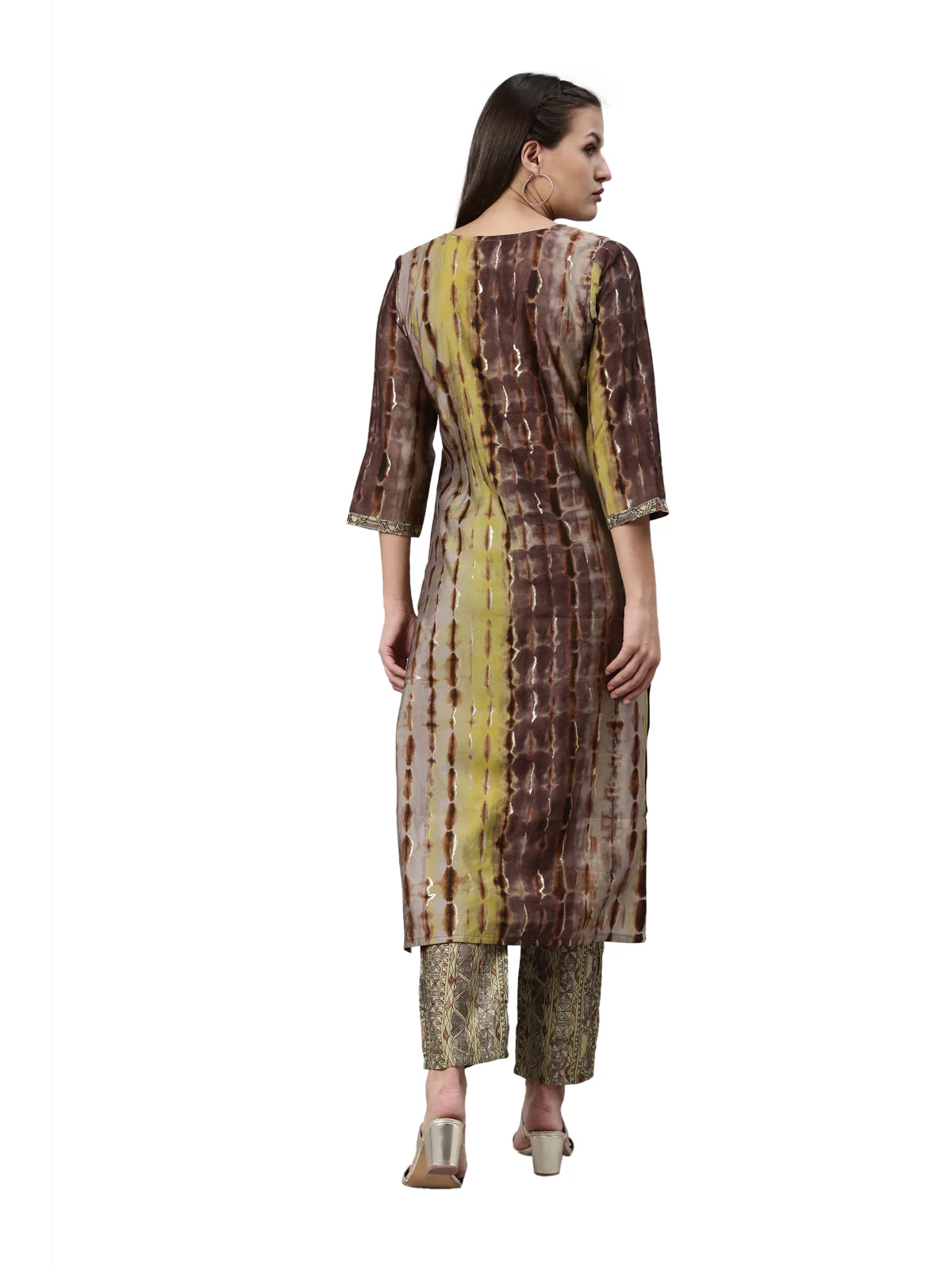 Neerus Brown Color Satin Fabric Kurta Set - Image 5