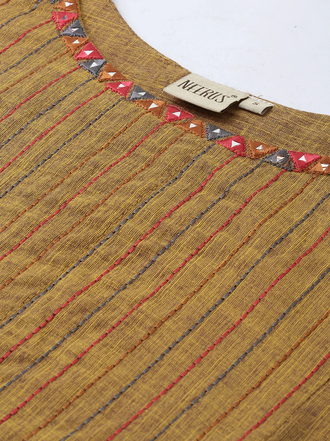 Neerus Brown Embroidered A Line Kurta - Image 3
