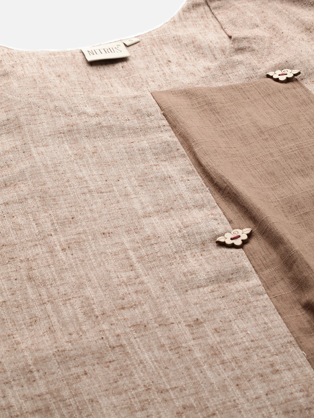 Neerus Brown Embroidered A Line Kurta - Image 2