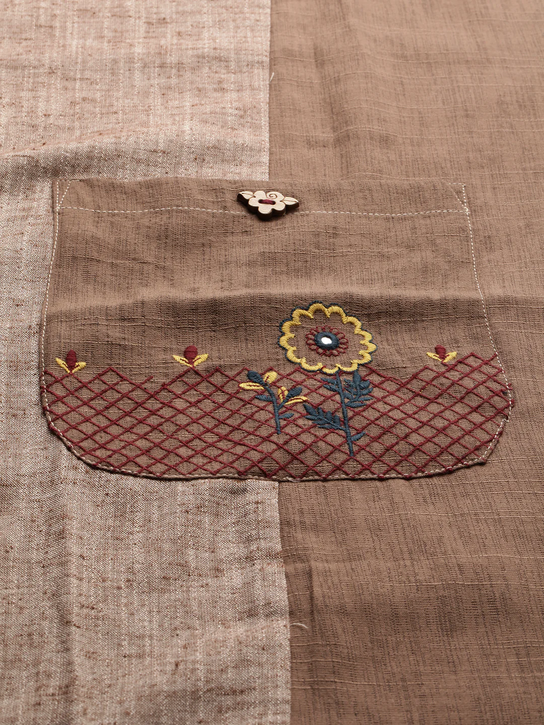 Neerus Brown Embroidered A Line Kurta - Image 3