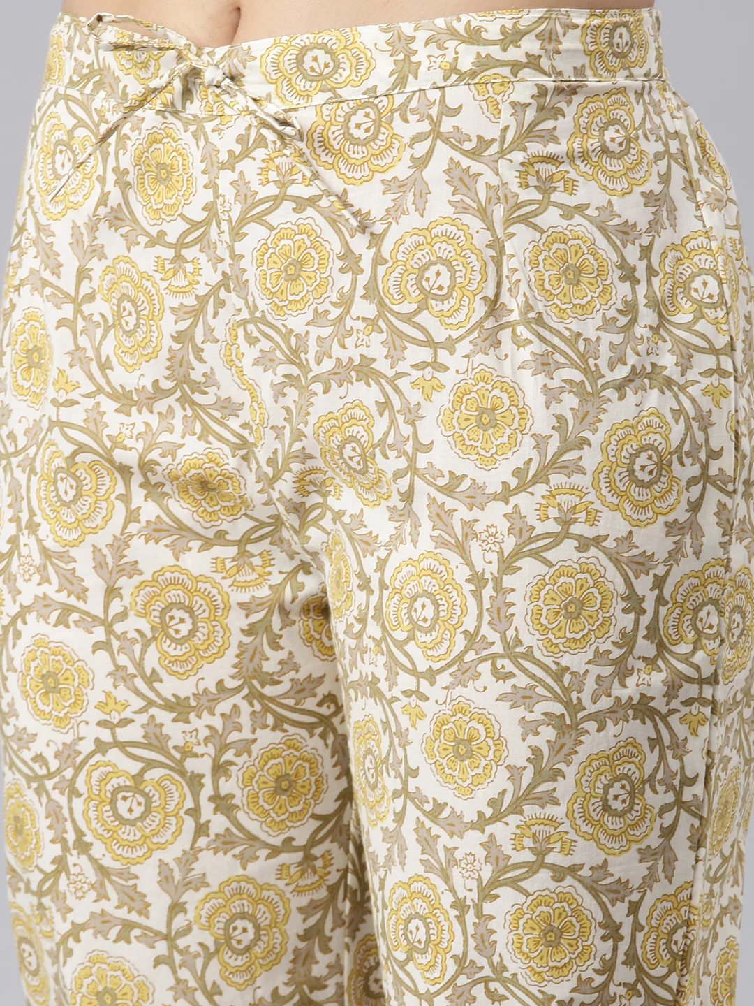 Neerus Brown Pleated Straight Printed Kurta and Trousers With Dupatta - Image 6