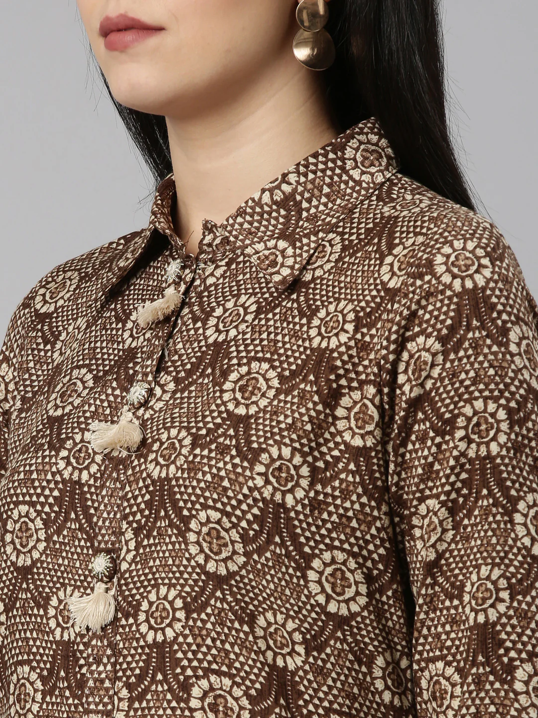 Neerus Brown Regular Straight Printed Kurta And Salwar - Image 4