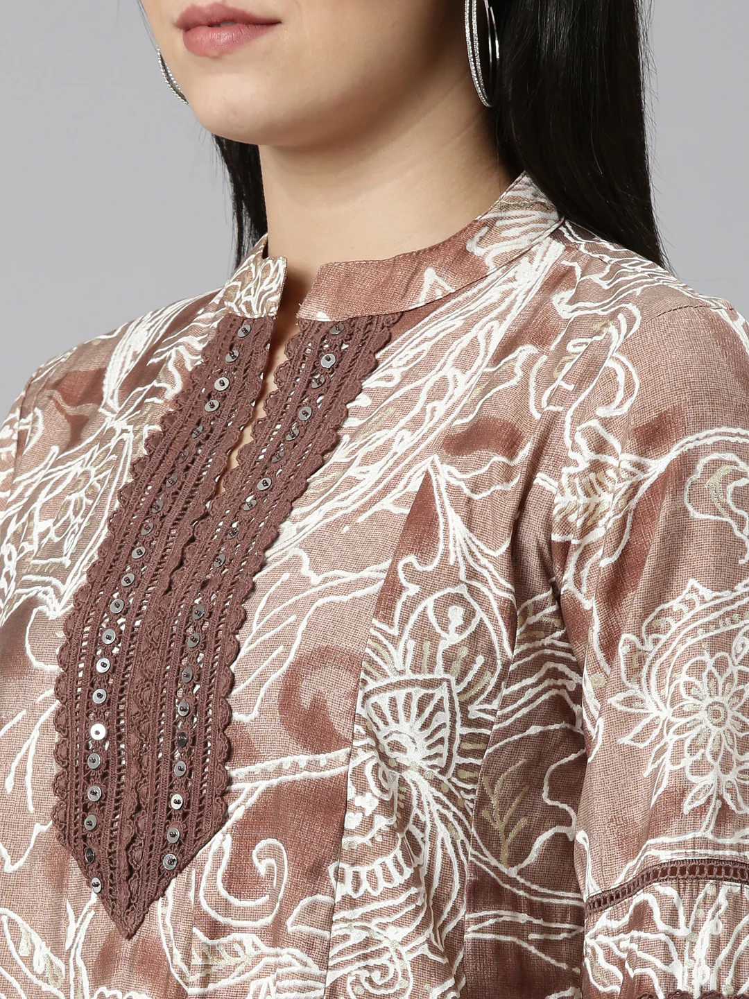Neerus Brown Regular Straight Printed Readymade suits - Image 4