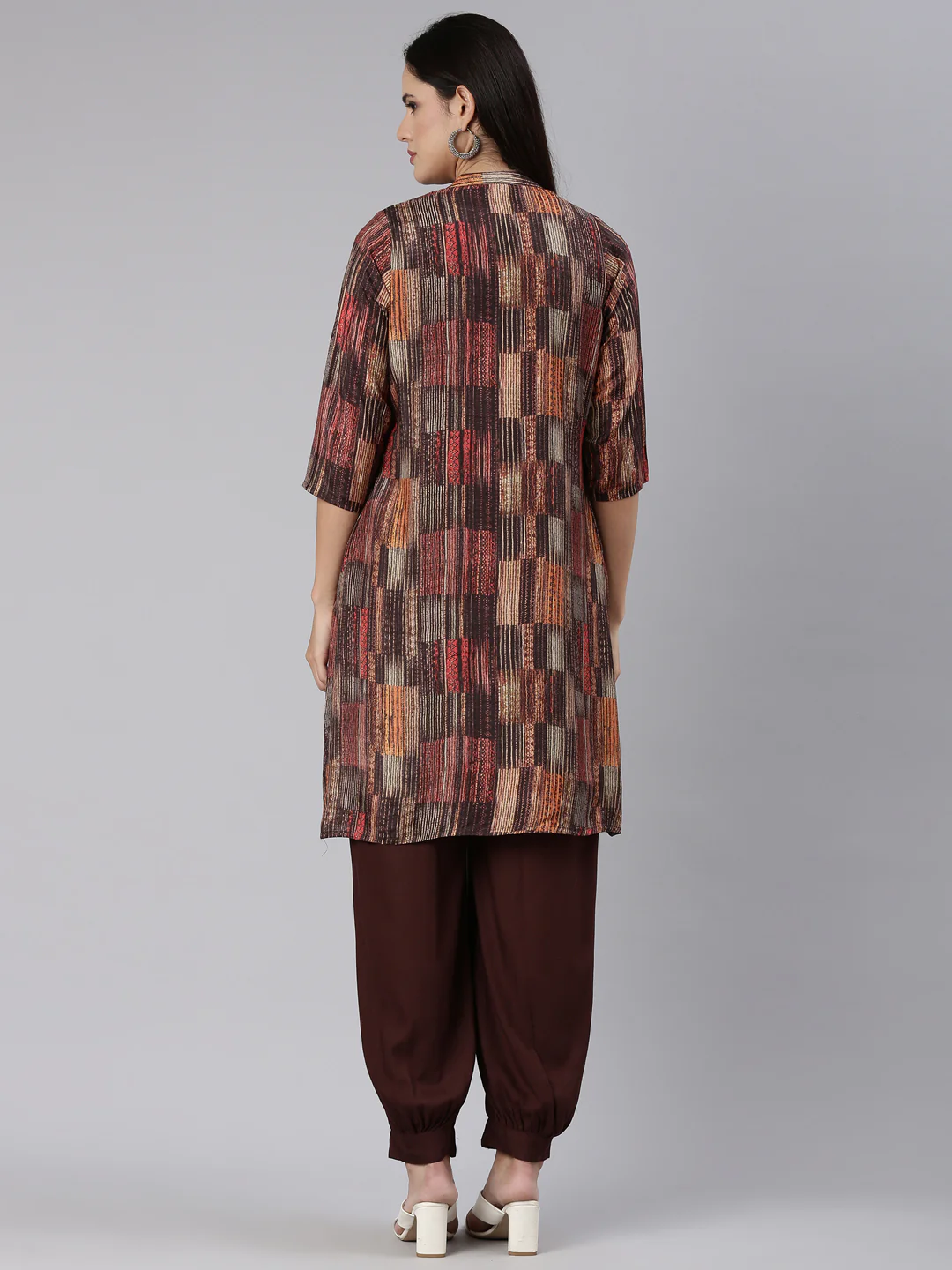 Neerus Brown Regular Straight Solid Co-Ords Set - Image 3