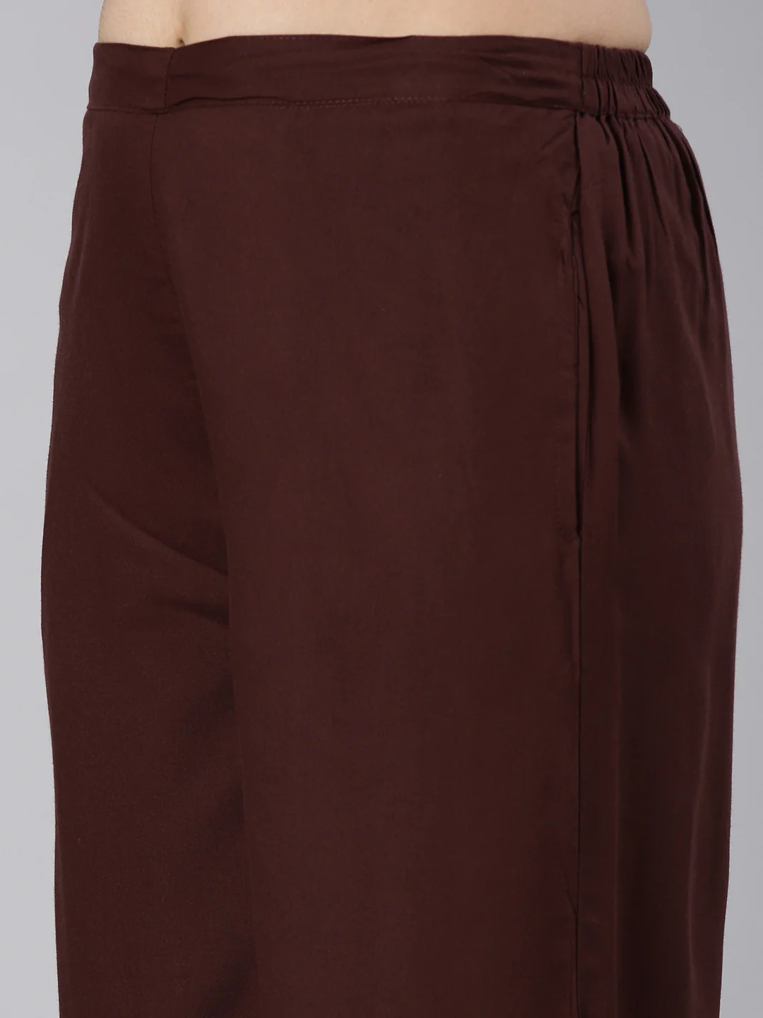 Neerus Brown Regular Straight Solid Co-Ords Set - Image 6