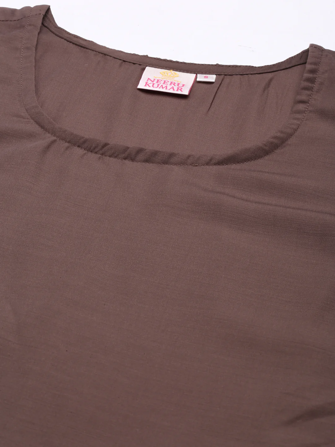 Neerus Brown Straight Casual Floral Dresses - Image 2