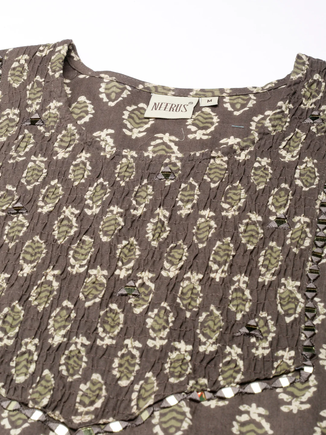 Neerus Brown Straight Casual Floral Straight Kurta - Image 6