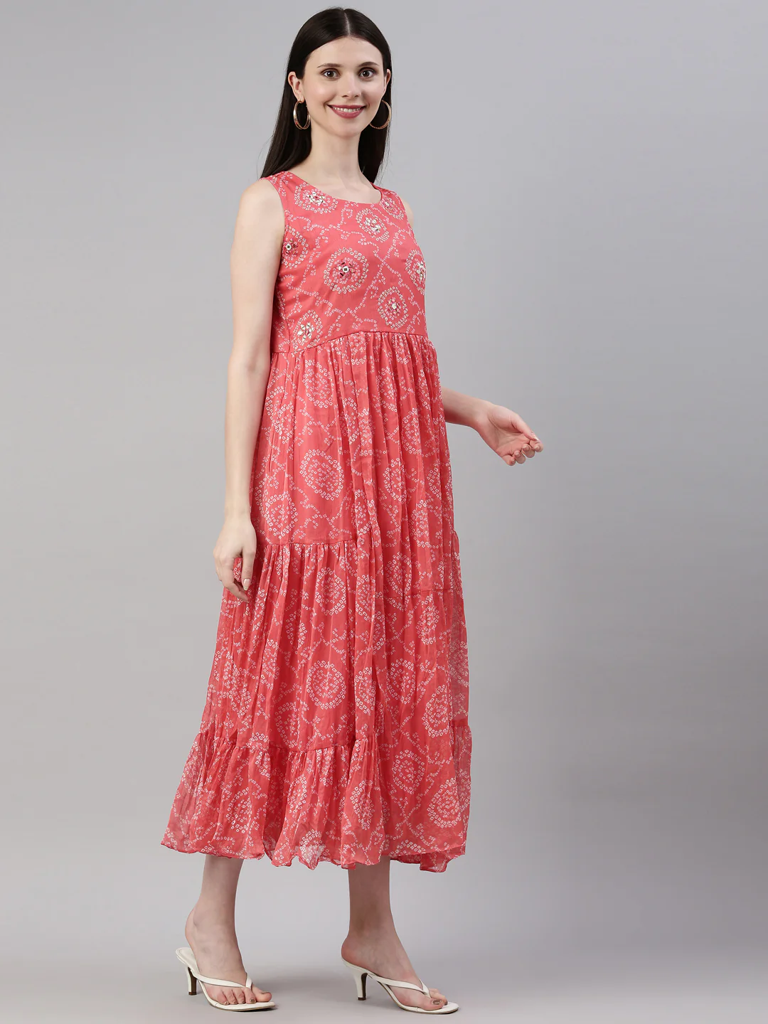 Neerus Carrot Color Georgette Fabric Kurta - Image 4