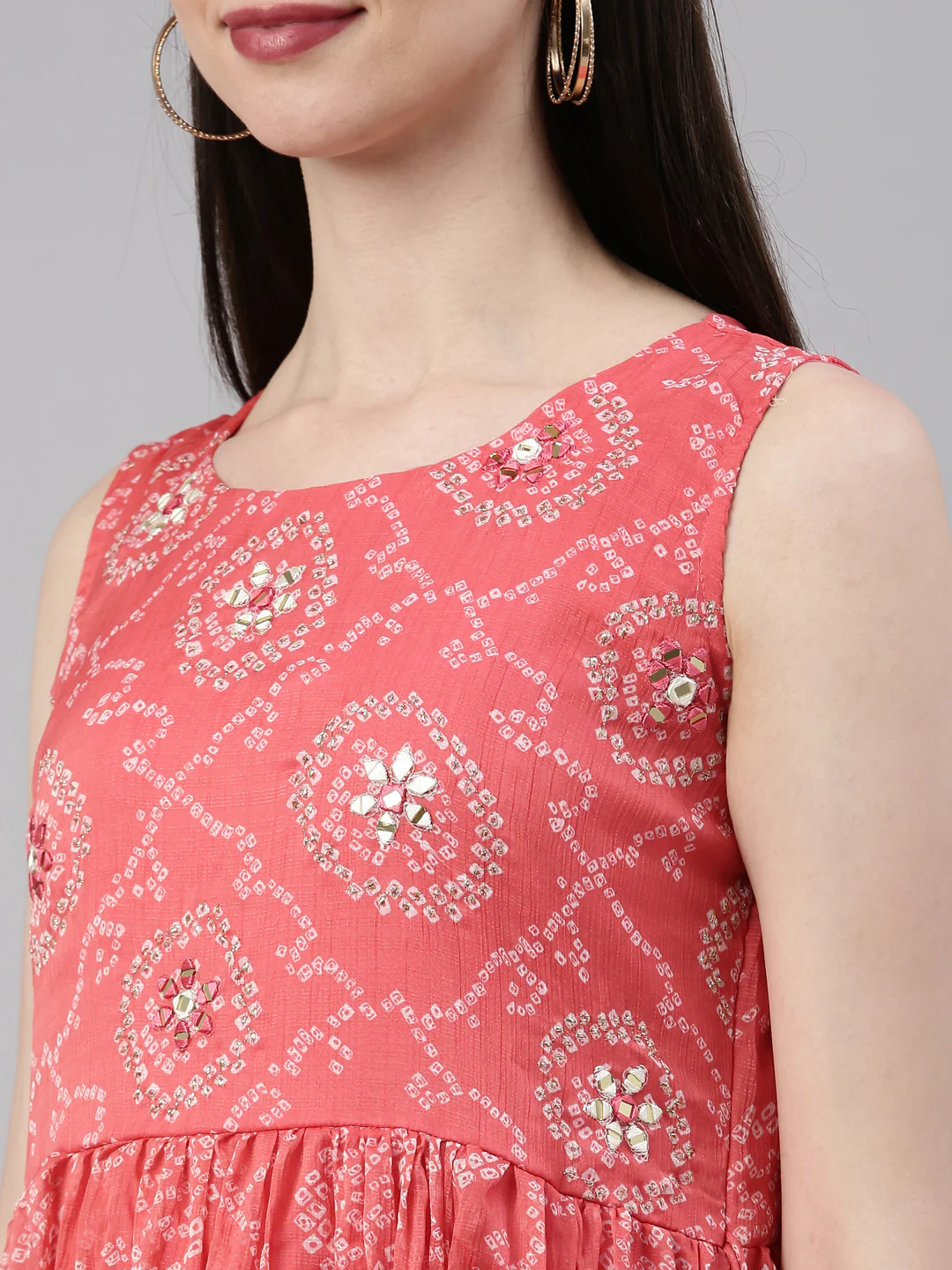 Neerus Carrot Color Georgette Fabric Kurta - Image 8
