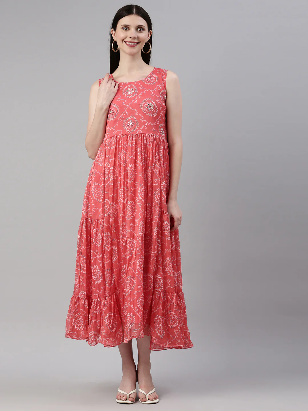 Neerus Carrot Color Georgette Fabric Kurta - Image 9