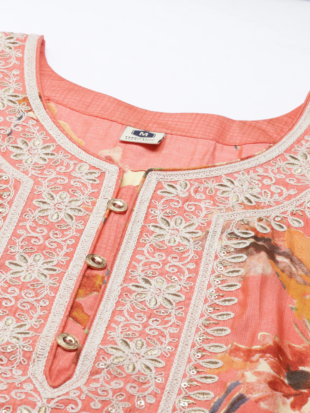 Neerus Carrot Color Silk Fabric Kurta - Image 6