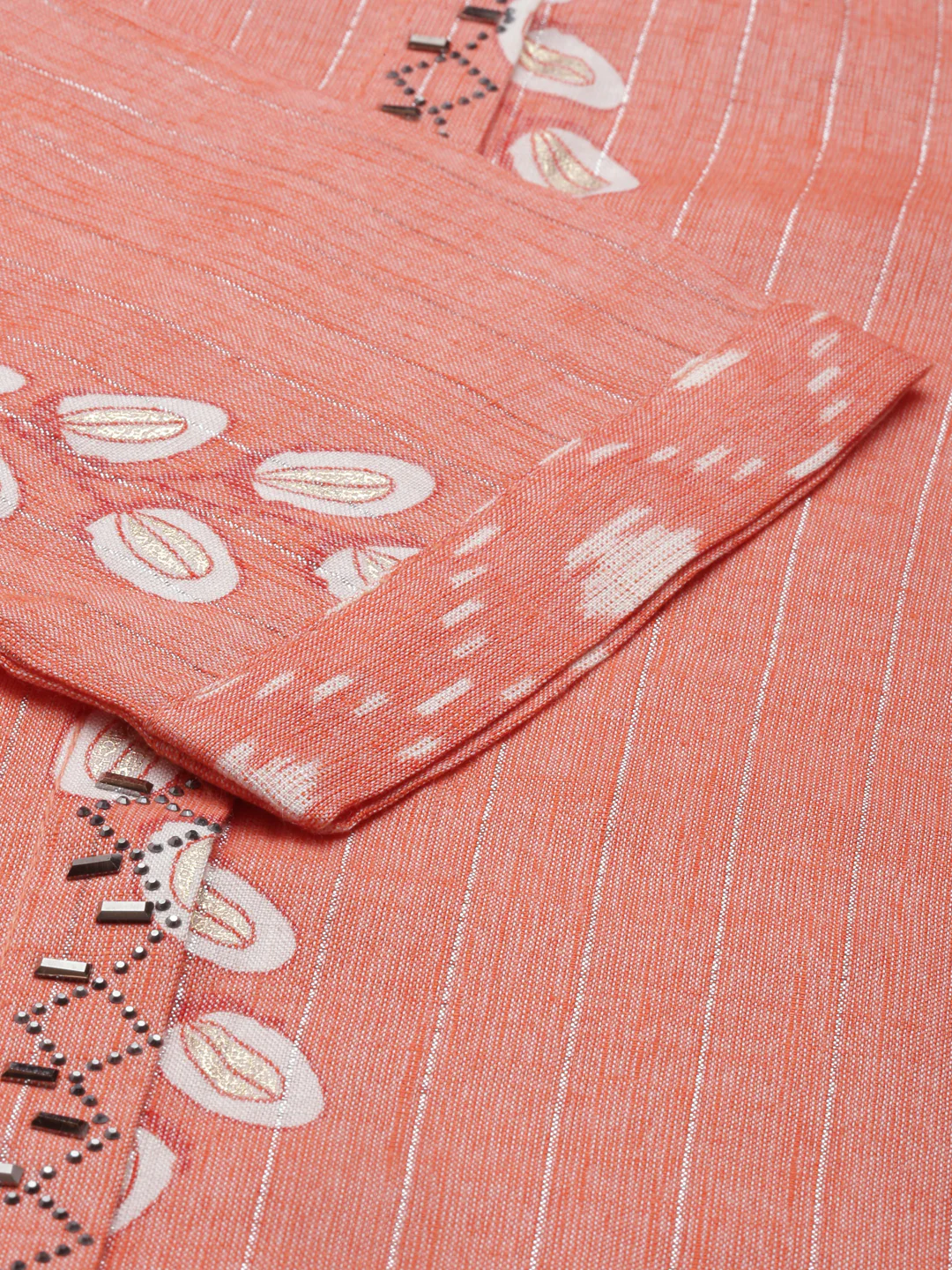 Neerus Carrot Color Slub Rayon Fabric Kurta Set - Image 7