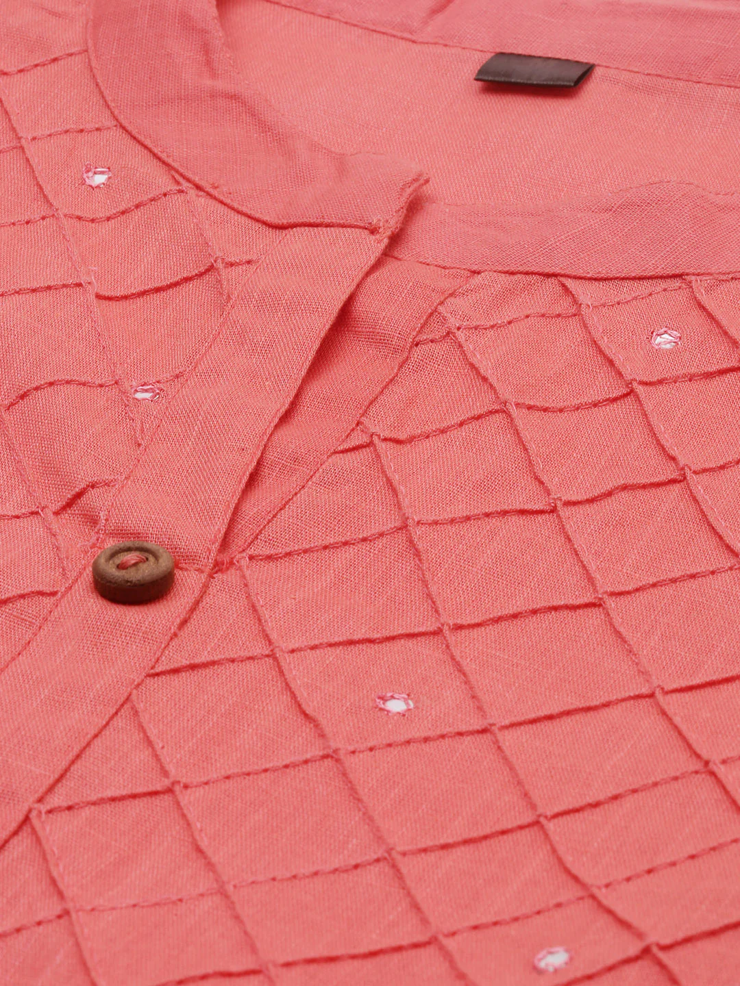 Neerus Carrot Colour Slub Cotton Fabric Tunic "44" - Image 3