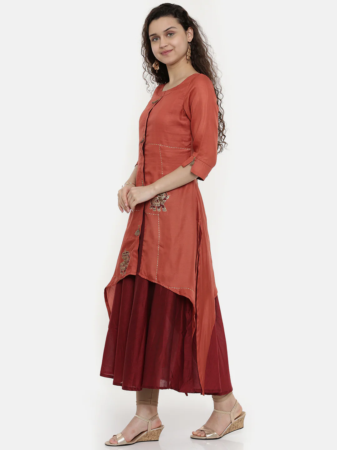 Neerus Contessa Printed High Low Kurta - Image 5