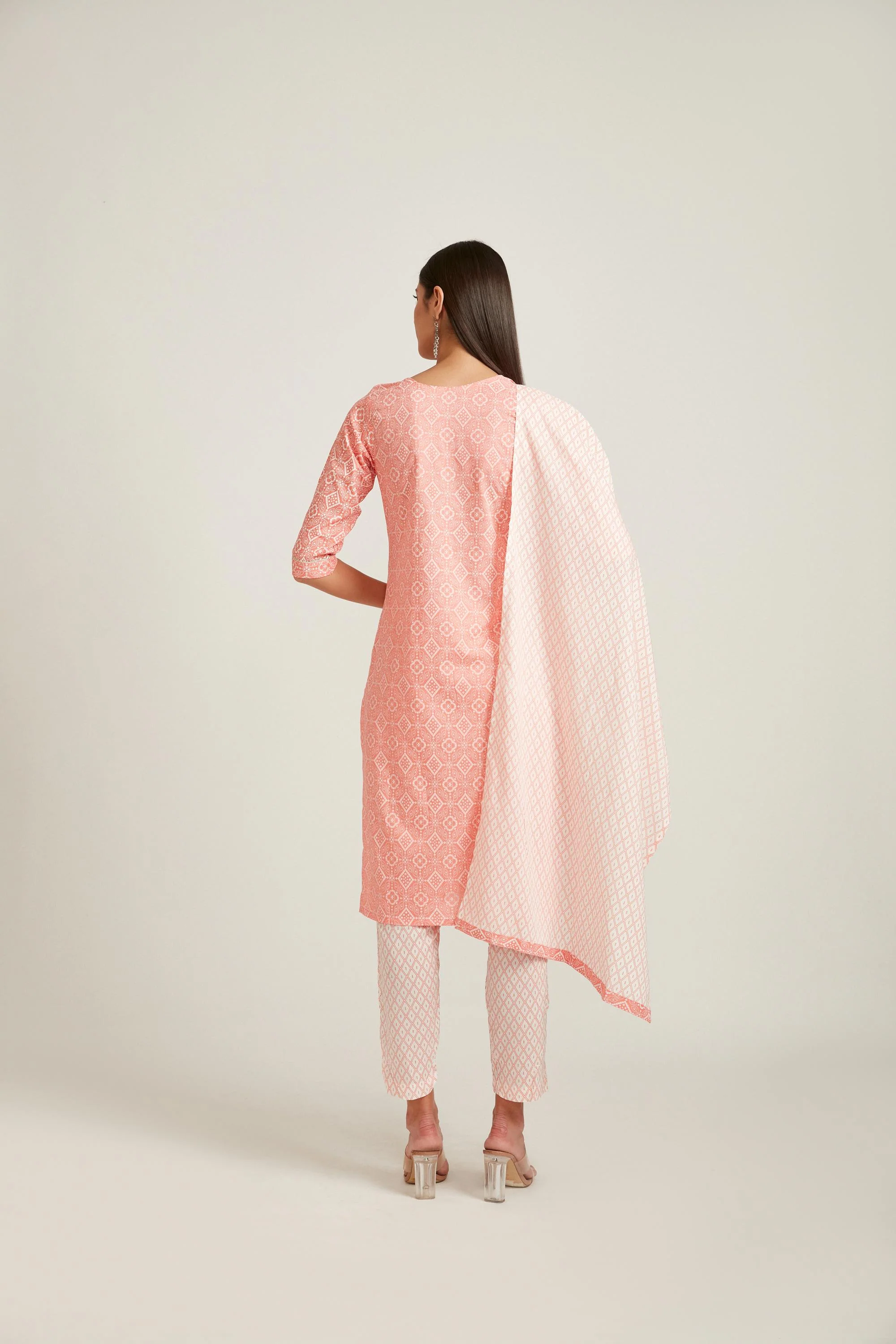 Neerus Coral Color Rayon Fabric Salwar Kameez - Image 3