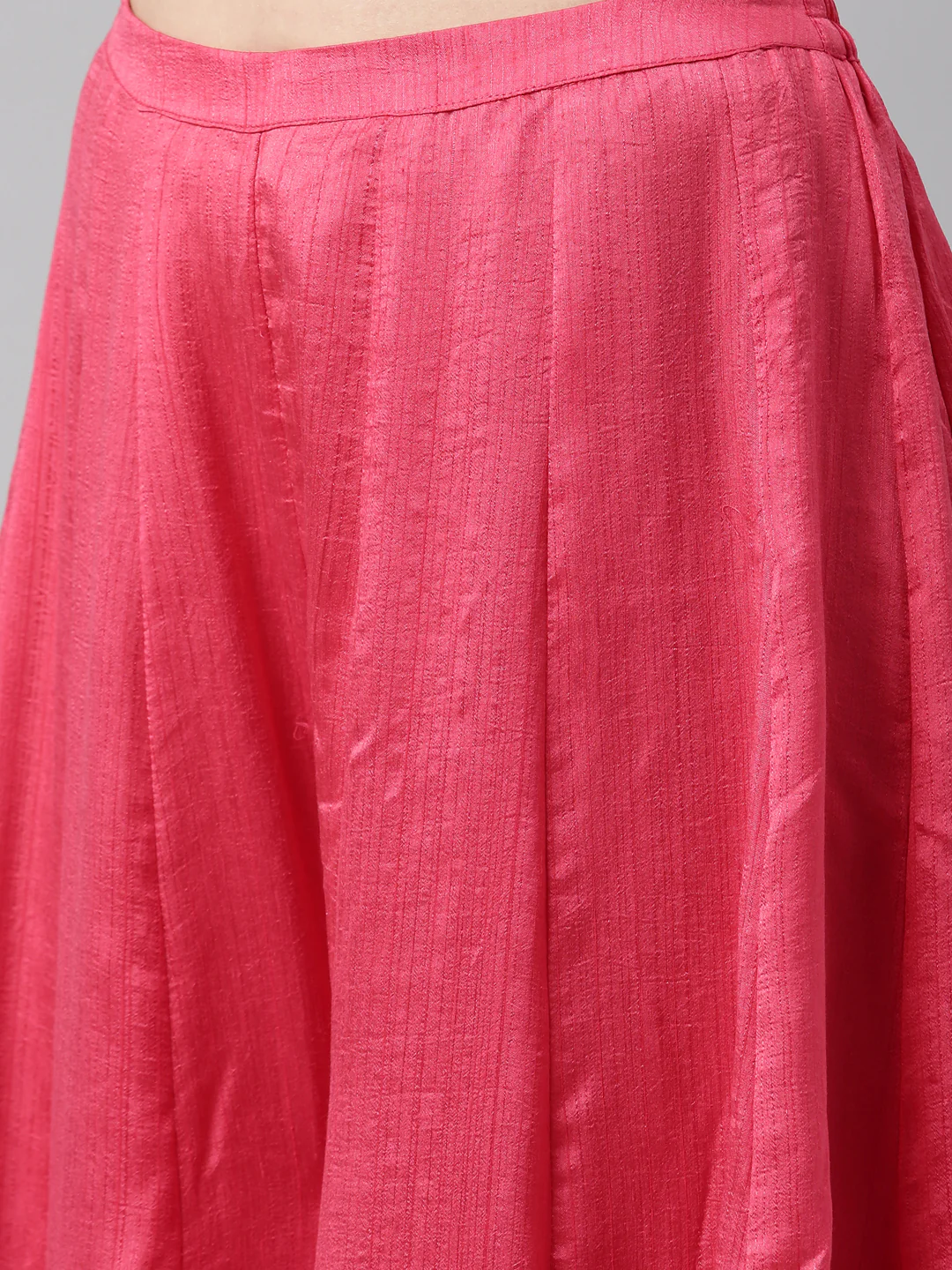 Neerus Coral Color Silk Fabric Kurta Set - Image 4