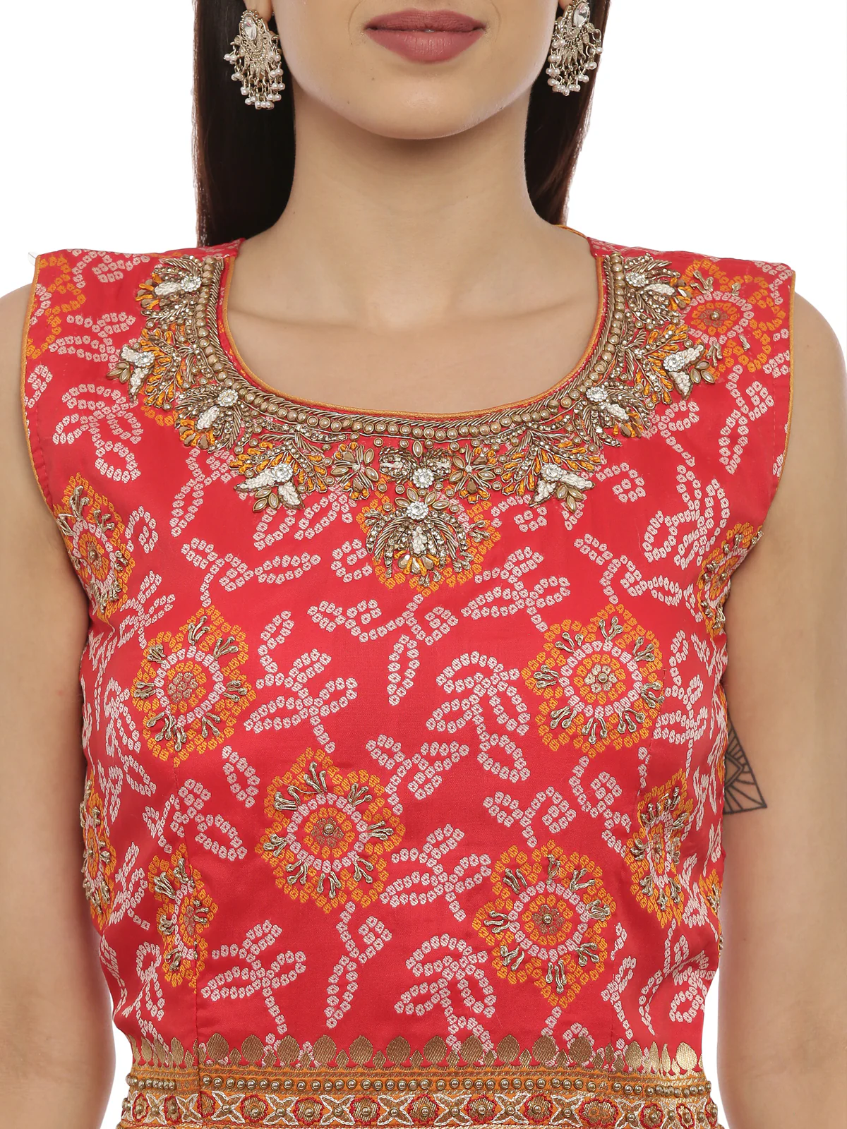 Neerus Coral Embellished Lehenga Set - Image 3