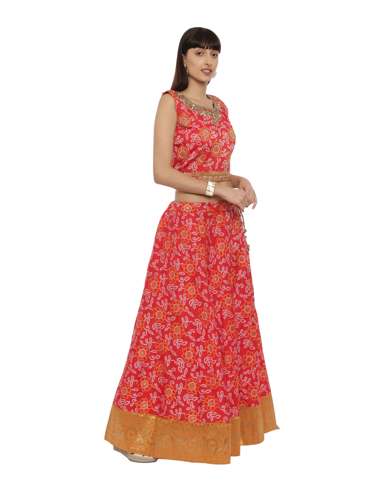 Neerus Coral Embellished Lehenga Set - Image 4