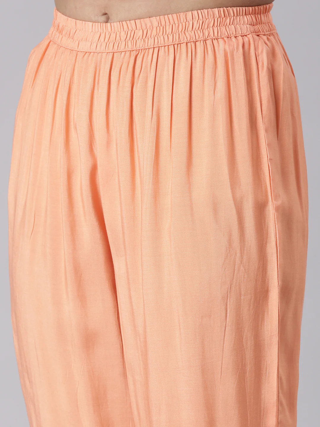 Neerus Coral Embroidered Straight Kurta and Trousers With Dupatta - Image 6
