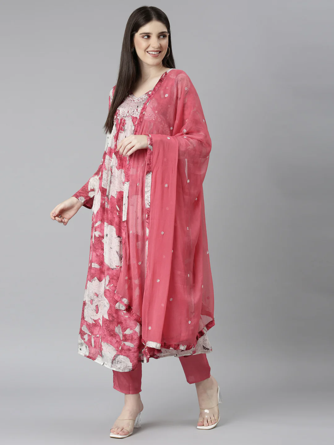 Neerus Coral Regular Straight Floral Readymade suits - Image 5