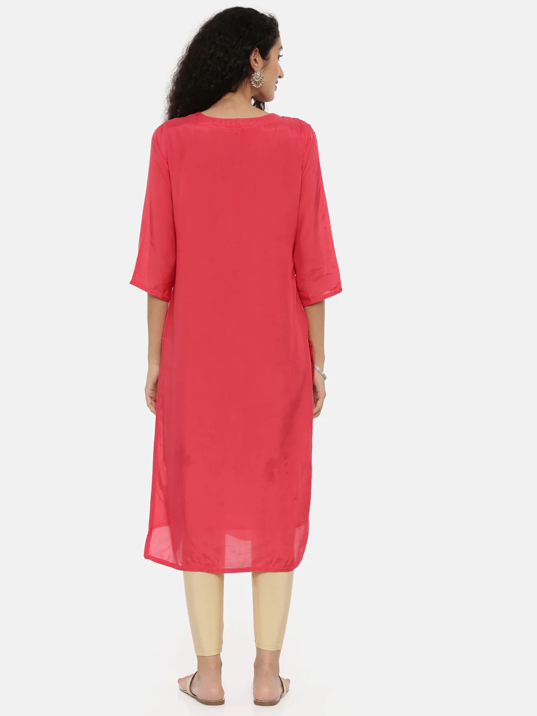 Neerus Coral Zari Straight Kurta - Image 4
