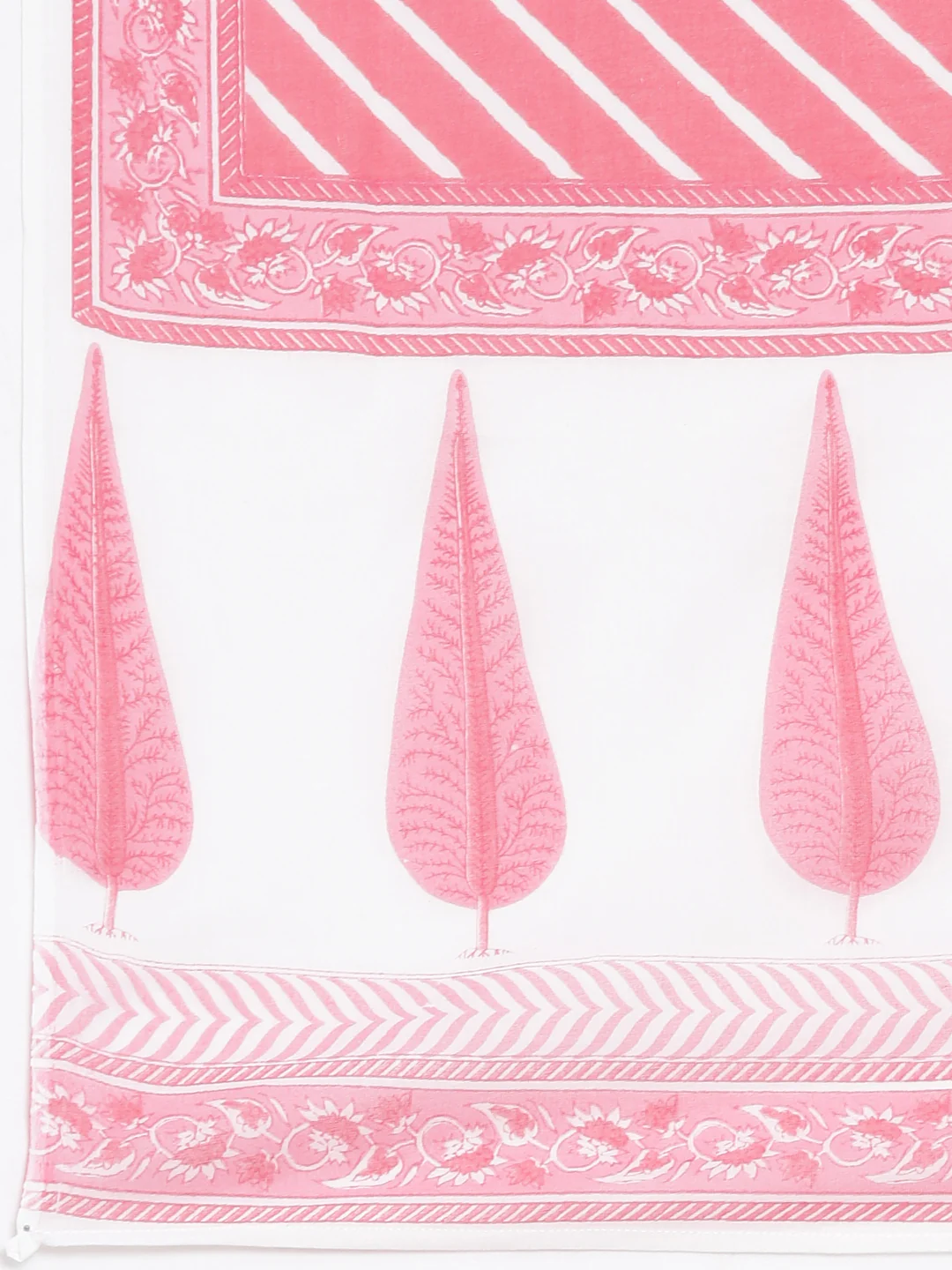 Neerus Cream Angrakha Curved Printed Kurta and Trousers With Dupatta - Image 7